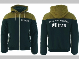 Ultras  - You il never walk alone    zimná pánska bunda zateplená čierno-olivová s kapucňou